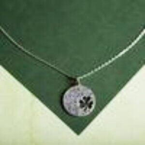 GOOD LUCK CLOVER CUT-OUT necklace on 18" fine link chain